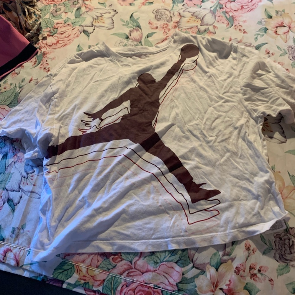 Jordan White Tee with Brown Jumpman Graphic Size XLarge